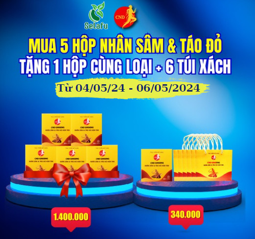 NHÂN SÂM TÁO ĐỎ ƯU ĐÃI MUA 5 TẶNG 1 